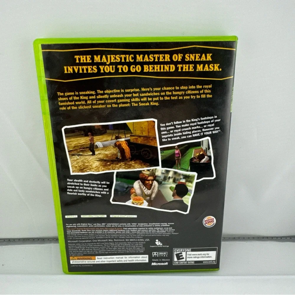 Sneak King Microsoft Xbox 360 2006 Xbox & Xbox 360 Burger King Game